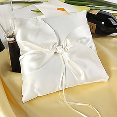 Simple Design Ring Pillow in Ivory Satin With Elegant Knot(103018238)