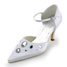 Satin Stiletto Heel Pumps Wedding Shoes With Rhinestone (047011863)