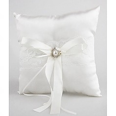 Lovely Rhinestone Decoration Smooth Satin Wedding Ring Pillow(103018294)