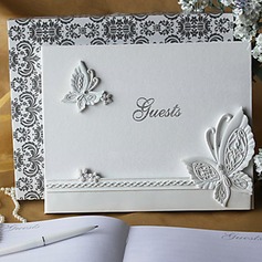 Butterfly Themed Wedding Guest Book in White Resin(101018156)