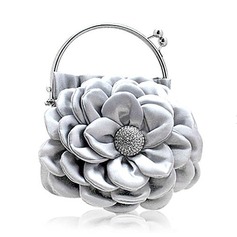 (Silver)Satin With Shining Rhinestones Evening Handbags/ Clutches/ Top Handle Bags (012013564)