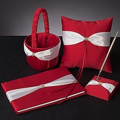 Bold Red Wedding Collection Set With Ivory Sash And Rhinestone (4 Pieces)(100017955)