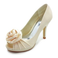 Satin Stiletto Heel Peep Toe Platform Pumps Wedding Shoes With Satin Flower (047005115)