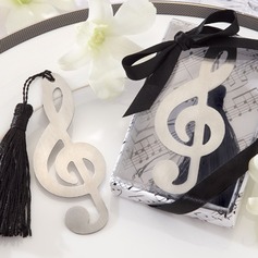 Treble Clef Brushed Metal Bookmark Favor With Elegant Silk Tassel (051008923)