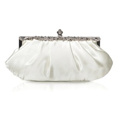 Ivory Gorgeous Satin Shell With Rhinestone Evening Handbags/ Clutches More Colors Available (012005572)
