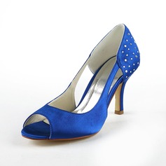 Satin Stöckel Absatz Peep Toe Absatzschuhe Brautschuhe mit Strass (047024529)