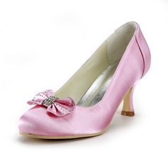 Satin Spule Absatz Geschlossene Zehe Absatzschuhe Brautschuhe mit Schleife Strass (047025063)