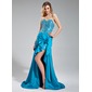 Sheath Sweetheart Asymmetrical Taffeta Prom Dress With Ruffle Beading Flower(s) (018018900) Sheath Sweetheart Asymmetrical Taffeta Prom Dress With Ruffle Beading Flower(s) (018018900)