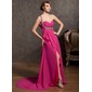 Império Um ombro Cauda corte Chiffon Charmeuse Vestido de baile com Pregueado Bordado Lantejoulas (018014847) Império Um ombro Cauda corte Chiffon Charmeuse Vestido de baile com Pregueado Bordado Lantejoulas (018014847)