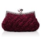Borgonha shell cetim lindo Backfin com saco de noite de strass bolsa da embreagem bolsa (012005565)