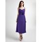 A-Line/Princess Sweetheart Tea-Length Chiffon Bridesmaid Dress With Ruffle Flower(s) (007021040) A-Line/Princess Sweetheart Tea-Length Chiffon Bridesmaid Dress With Ruffle Flower(s) (007021040)