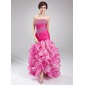 Mermaid Strapless Sweep Train Organza Prom Dress With Ruffle Beading (018021097) Mermaid Strapless Sweep Train Organza Prom Dress With Ruffle Beading (018021097)