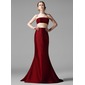 Mermaid Strapless Sweep Train Taffeta Bridesmaid Dress With Ruffle Sash (007004198)