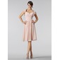 A-Line/Princess Sweetheart Knee-Length Chiffon Bridesmaid Dress With Ruffle Beading (007005233)