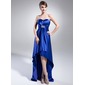 Empire Sweetheart Asymmetrical Charmeuse Evening Dress With Beading Sequins (017014988)