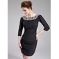 Sheath Scoop Neck Short/Mini Chiffon Cocktail Dress With Beading (016025927)