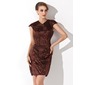 Sheath V-neck Knee-Length Charmeuse Cocktail Dress With Sequins (016008611) Sheath V-neck Knee-Length Charmeuse Cocktail Dress With Sequins (016008611)