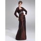 Tubo Sem alça Vestidos longo Tafetá Vestido para a mãe da noiva com Pregueado Beading (008021716)