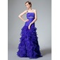 Mermaid Strapless Floor-Length Organza Prom Dress With Ruffle Beading (018021128)