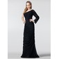 Sheath One-Shoulder Floor-Length Chiffon Evening Dress With Ruffle (017020986)