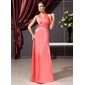 Sheath Halter Floor-Length Charmeuse Kate Middleton Style With Ruffle (044020784)