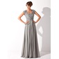 A-Line/Princess Square Neckline Floor-Length Chiffon Mother of the Bride Dress With Ruffle Beading (008005692)