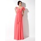 Império Coração Vestidos longo Chiffon Vestido de madrinha com Pregueado (007000828)