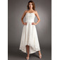 A-Line/Princess Sweetheart Asymmetrical Satin Tulle Wedding Dress With Lace Beadwork (002011546)