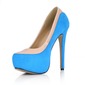 Leatherette Velvet Stiletto Heel Closed Toe Platform Pumps (085022630)