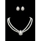 Ivory Pearl Two Piece Mini Heart Ladies Necklace and Earrings Jewelry Set (011016320)