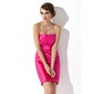 Sheath Scalloped Neck Knee-Length Charmeuse Holiday Dress With Ruffle (020003257)
