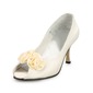 Vera pelle Tacco a spillo Punta aperta Stiletto Scarpe da sposa con Fiore di raso (047011053) Vera pelle Tacco a spillo Punta aperta Stiletto Scarpe da sposa con Fiore di raso (047011053)