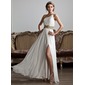 A-Line/Princess One-Shoulder Floor-Length Chiffon Prom Dress With Ruffle Beading (018020706)