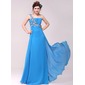 Impero Monospalla Al pavimento Chiffon Abito da sera con Increspature Perline Applique (017014019) Impero Monospalla Al pavimento Chiffon Abito da sera con Increspature Perline Applique (017014019)