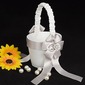 Flower Girl Basket In White Satin With Faux Peal(102018104)