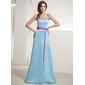 Sheath Strapless Floor-Length Satin Bridesmaid Dress With Sash (007014199)