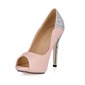 Kunstleder Glitter Stöckel Absatz Peep Toe Plateauschuh Absatzschuhe Brautschuhe mit Paillette (047020494)