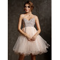 Empire Sweetheart Knee-Length Tulle Homecoming Dress With Beading Sequins (022008941)