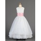 Vestidos princesa/ Formato A Decote redondo Vestidos longo Organza Charmeuse Vestido de daminha com faixa (010014615)