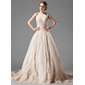 A-Line/Principessa Anello Coda a strascico cappella Raso Tulle Abiti per matrimonio con Pizzo Perline (002000154)