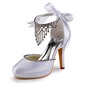 Satin Stiletto Heel Closed Toe Platform Pumps Wedding Shoes With Beading Rhinestone (047005114)