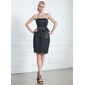 Sheath Strapless Short/Mini Lace Little Black Dress With Sash (043005246)