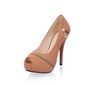 Leatherette Stiletto Heel Peep Toe Platform Pumps With Zipper (085022923)