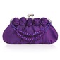 Purple Satin Shell With Rhinestone Evening Handbags (012005608)