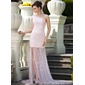 Tubo Um ombro Cauda corte Renda Vestido para a mãe da noiva com Beading (008024571)