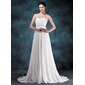 Empire Sweetheart Sweep Train Chiffon Wedding Dress With Ruffle Beadwork Sequins (002012199)