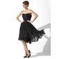 A-Line/Princess Sweetheart Knee-Length Chiffon Little Black Dress With Ruffle (043004243)