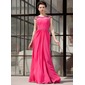 A-Line/Princess Scoop Neck Floor-Length Chiffon Tulle Evening Dress With Ruffle Beading (017022865) A-Line/Princess Scoop Neck Floor-Length Chiffon Tulle Evening Dress With Ruffle Beading (017022865)