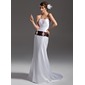 Tubo/ Coluna Sem alça Cauda corte Tule Charmeuse Vestidos de noiva com Pregueado Cintos Bordado (002011502)