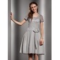 A-Line/Princess Square Neckline Knee-Length Chiffon Lace Homecoming Dress With Ruffle (022020676) A-Line/Princess Square Neckline Knee-Length Chiffon Lace Homecoming Dress With Ruffle (022020676)